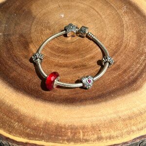 Pandora bracelet this one is called a love connection and beautiful condition